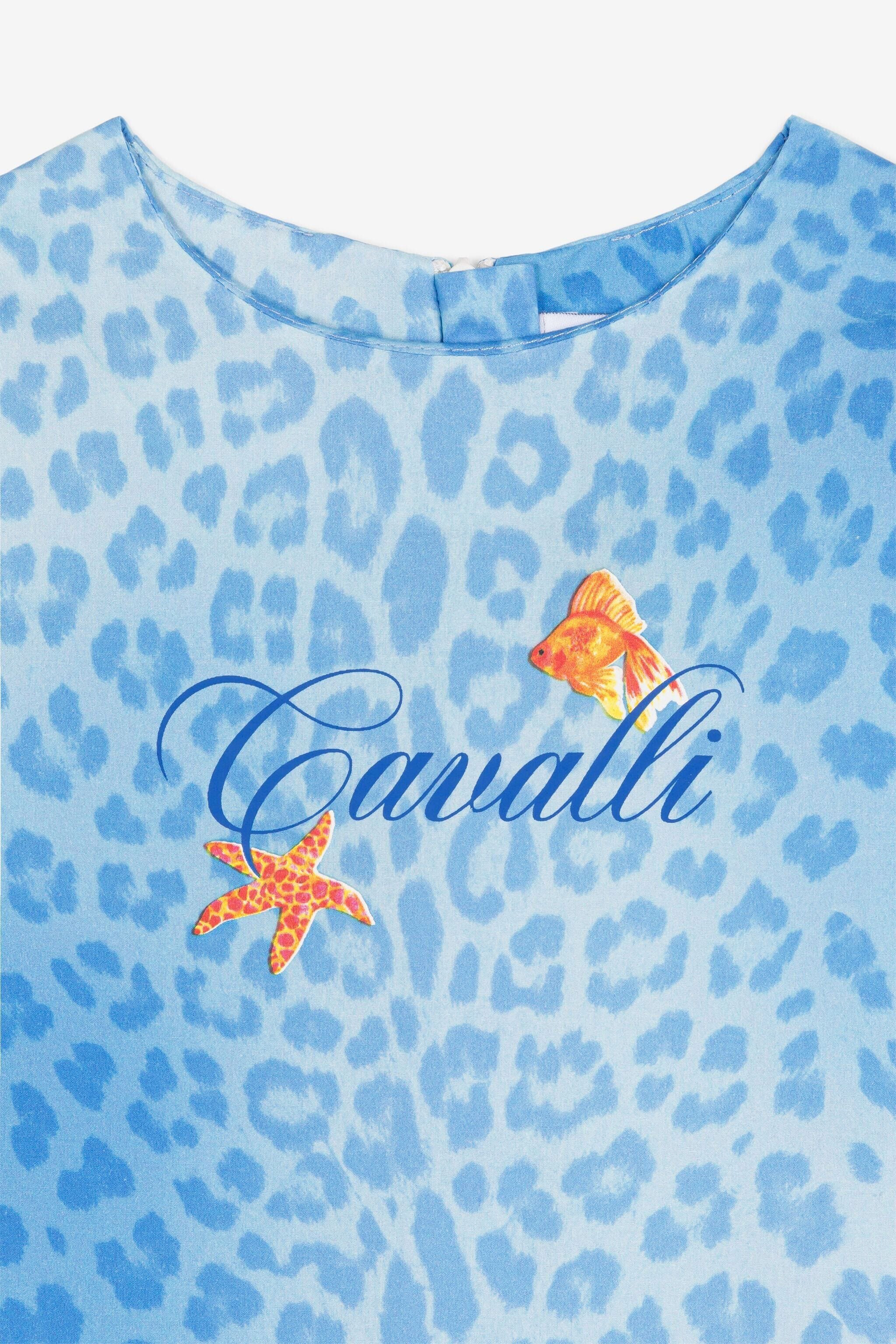 JU Kleid mit Leoparden-Print Hellblau QJT147-CIG28