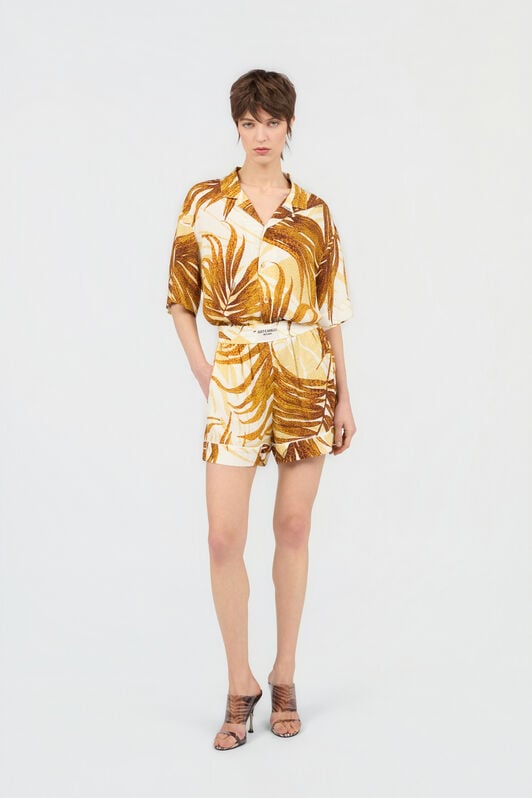 JC Golden Palm Print Shirt JC Golden Palm Print Shirt DAFFODIL WFT250-WF648
