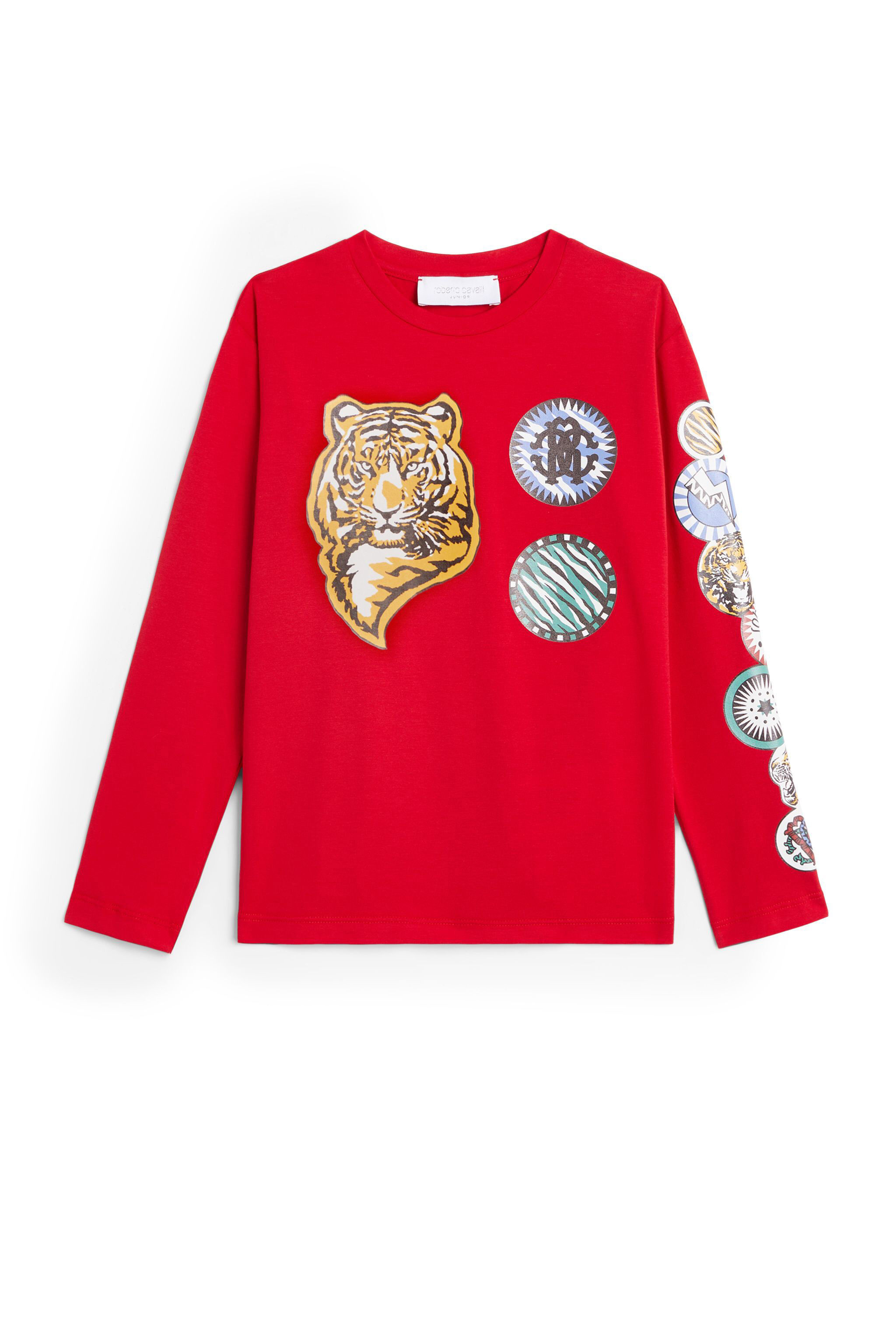 JU Tiger stamps print long sleeve T-shirt RED JJT60B-JV025