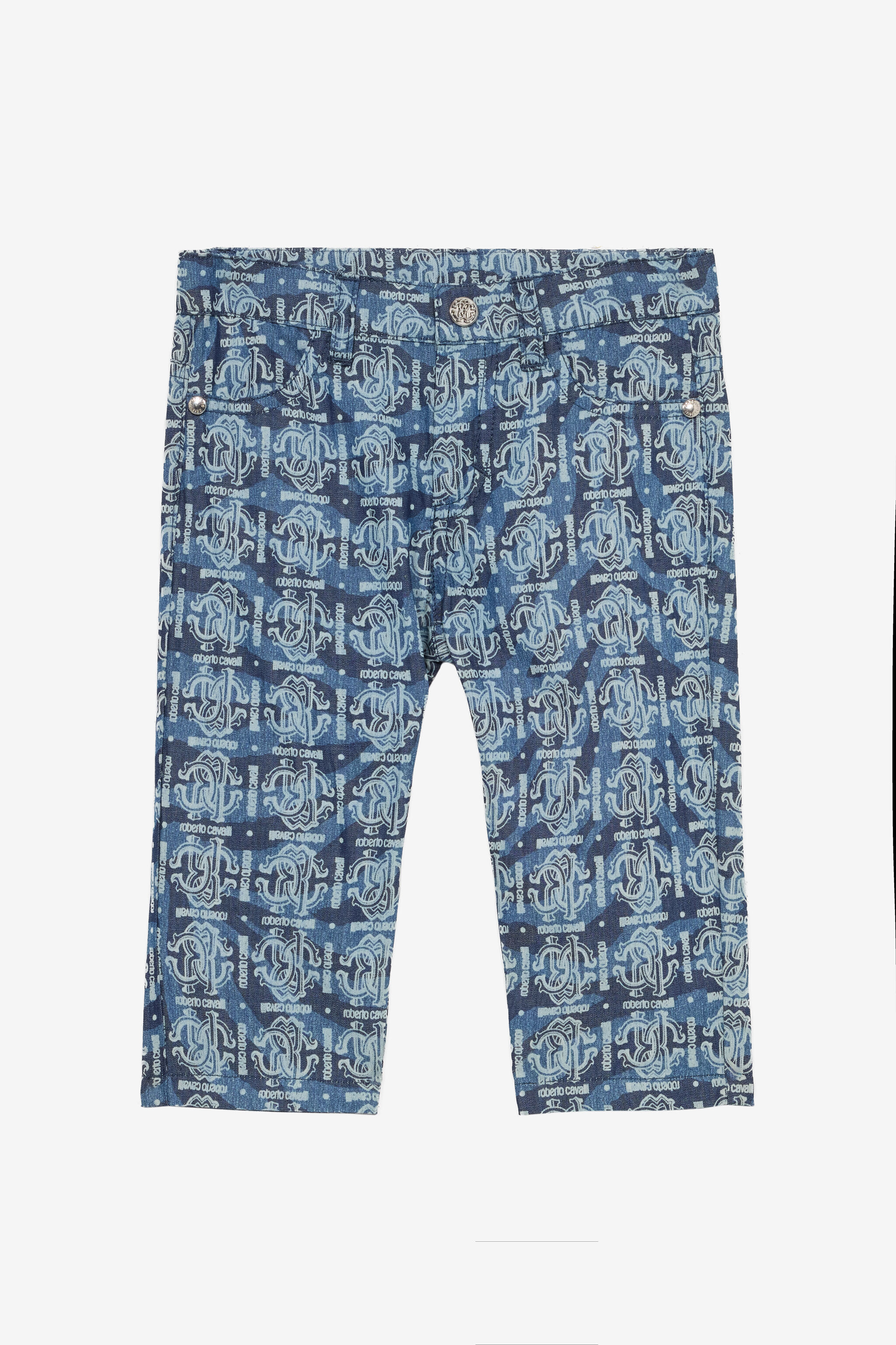 JU Tiger Skin-Print Pants With RC Monogram And Lettering Blue UJJ208-DYO44