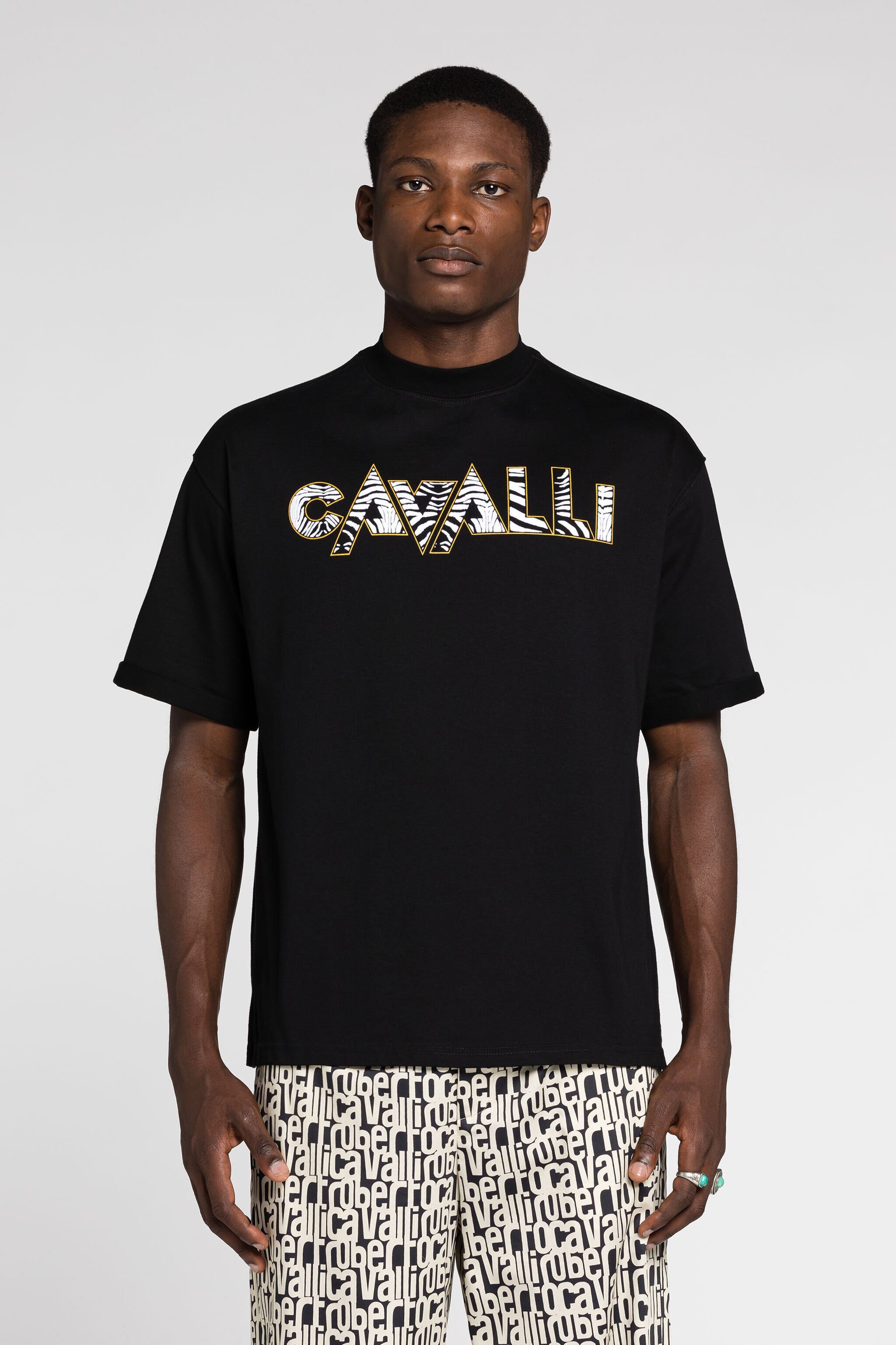 RC Logo-Print Cotton T-Shirt Black RRT62O-JD060