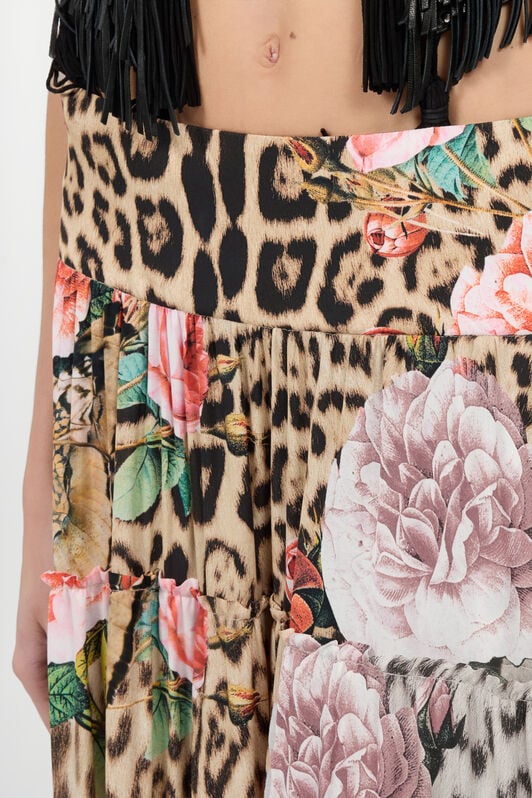 RC Long Skirt With Jaguar Roses Print NATURAL XQT302-7HT24