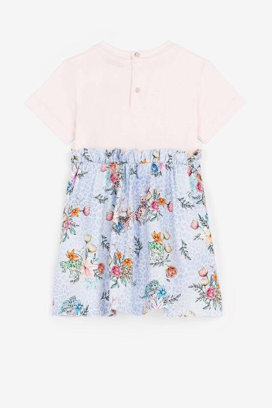 JU Jaguar And Flower-Print Cotton Dress Light blue QJT124-JV025