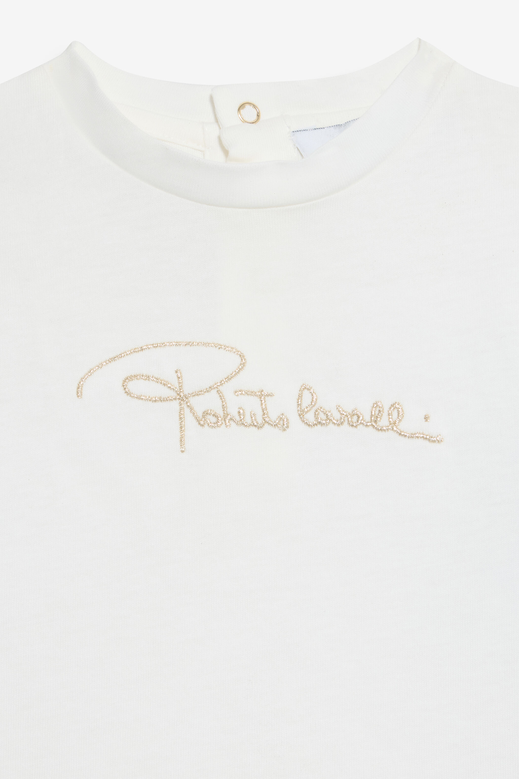 JU Milk White T-Shirt with Jaguar Skin Sleeves MILKY WHITE VJT605-JD001