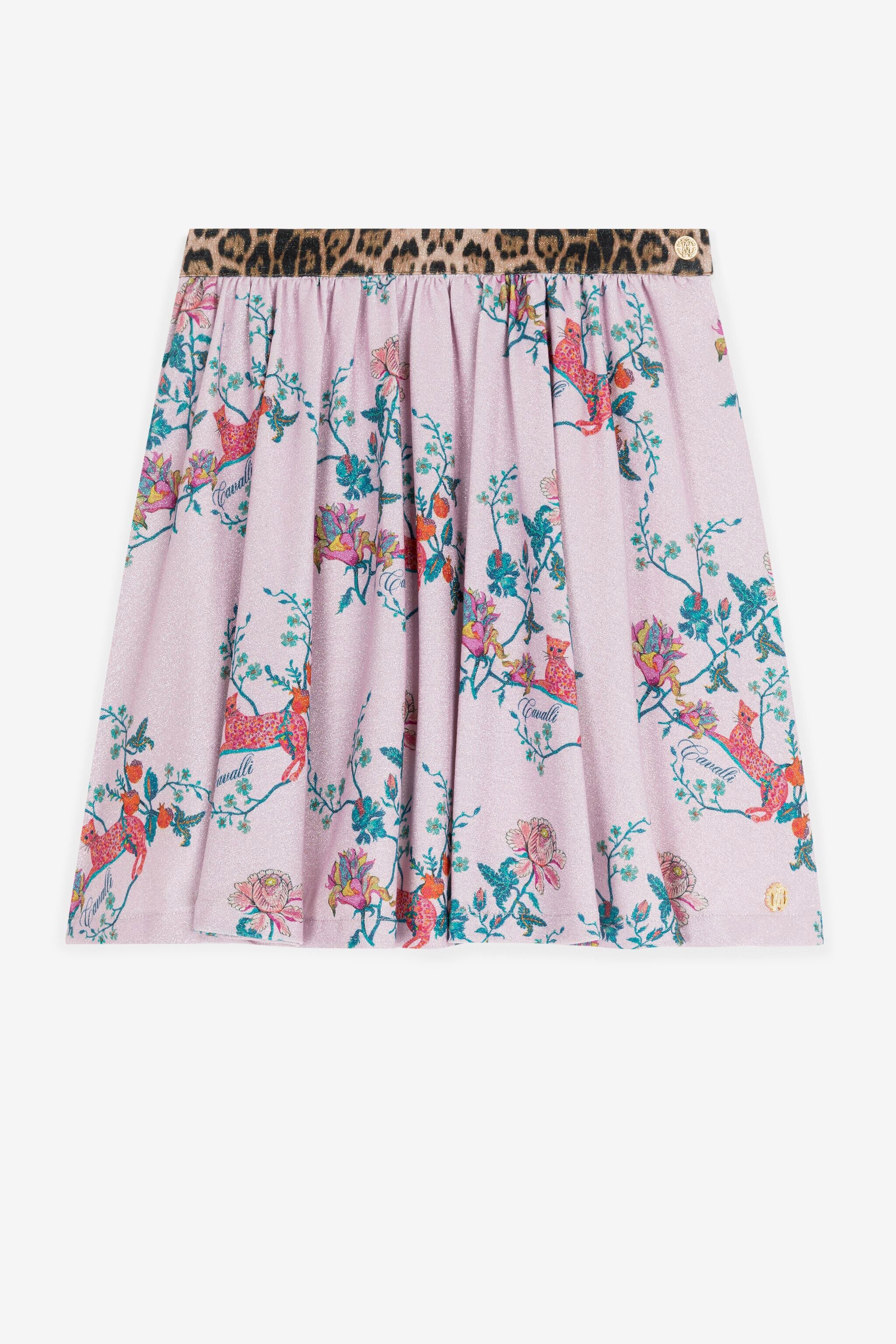 JU Leopard And Floral-Print Skirt Pink RJT309-5LG85