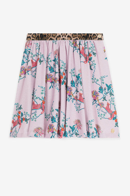 JU Leopard And Floral-Print Skirt JU Leopard And Floral-Print Skirt Pink RJT309-5LG85
