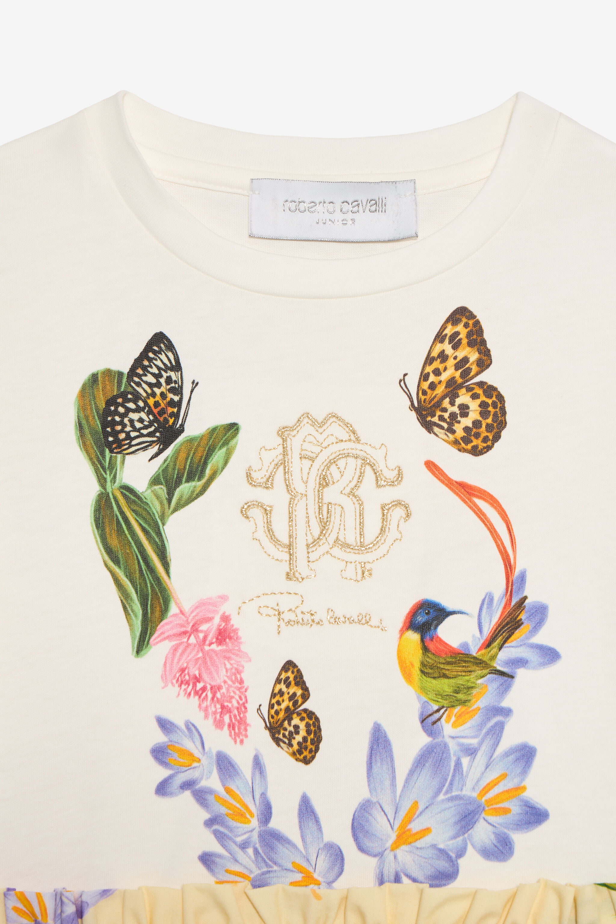 JU Milk White and Yellow Dress with Tropical Print MILKY WHITE/YELLOW VJT10N-JD001