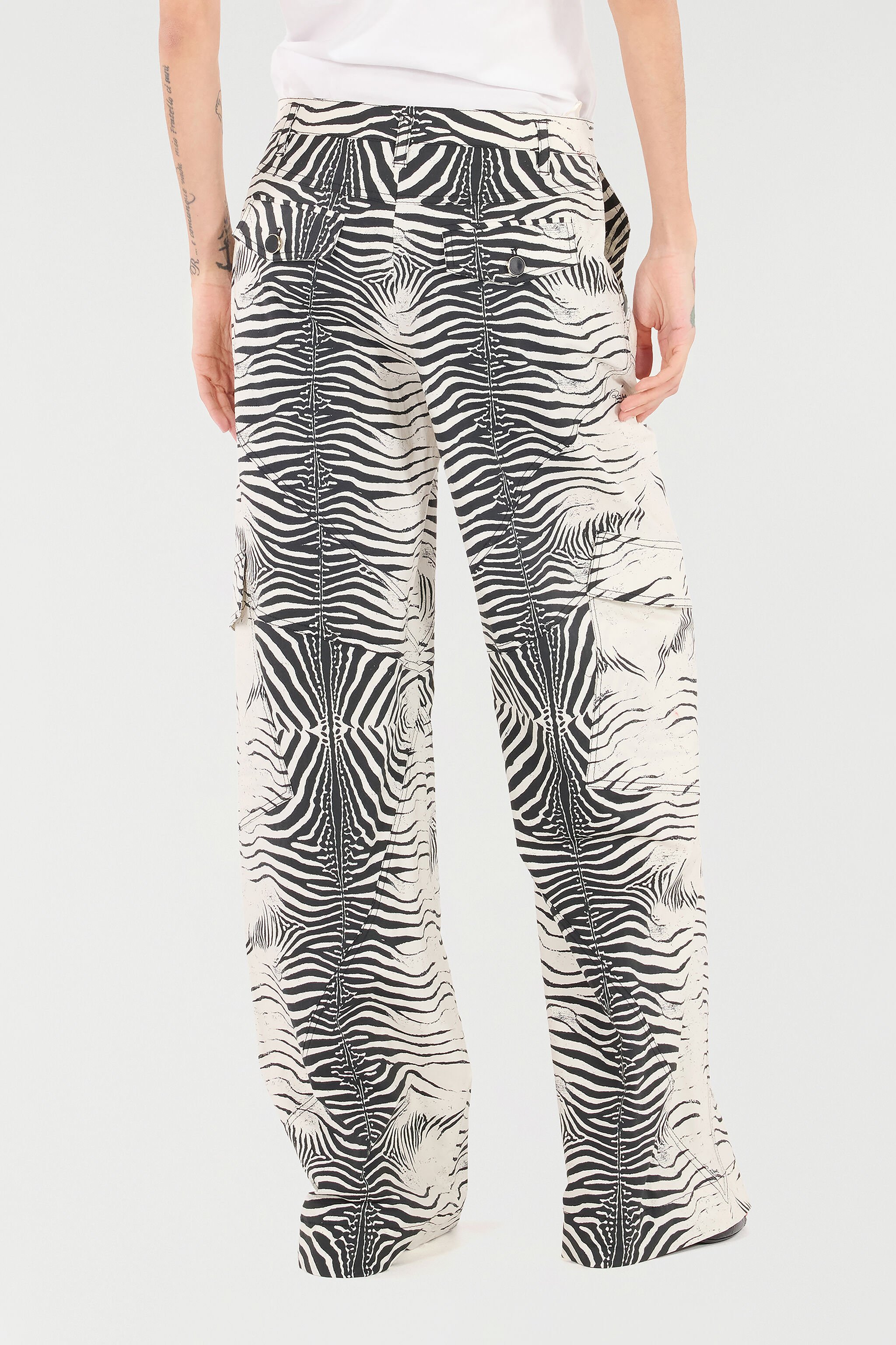RC Pantaloni In Cotone Stretch Stampa White Tigresse BIANCO/NERO UKT211-3AN49