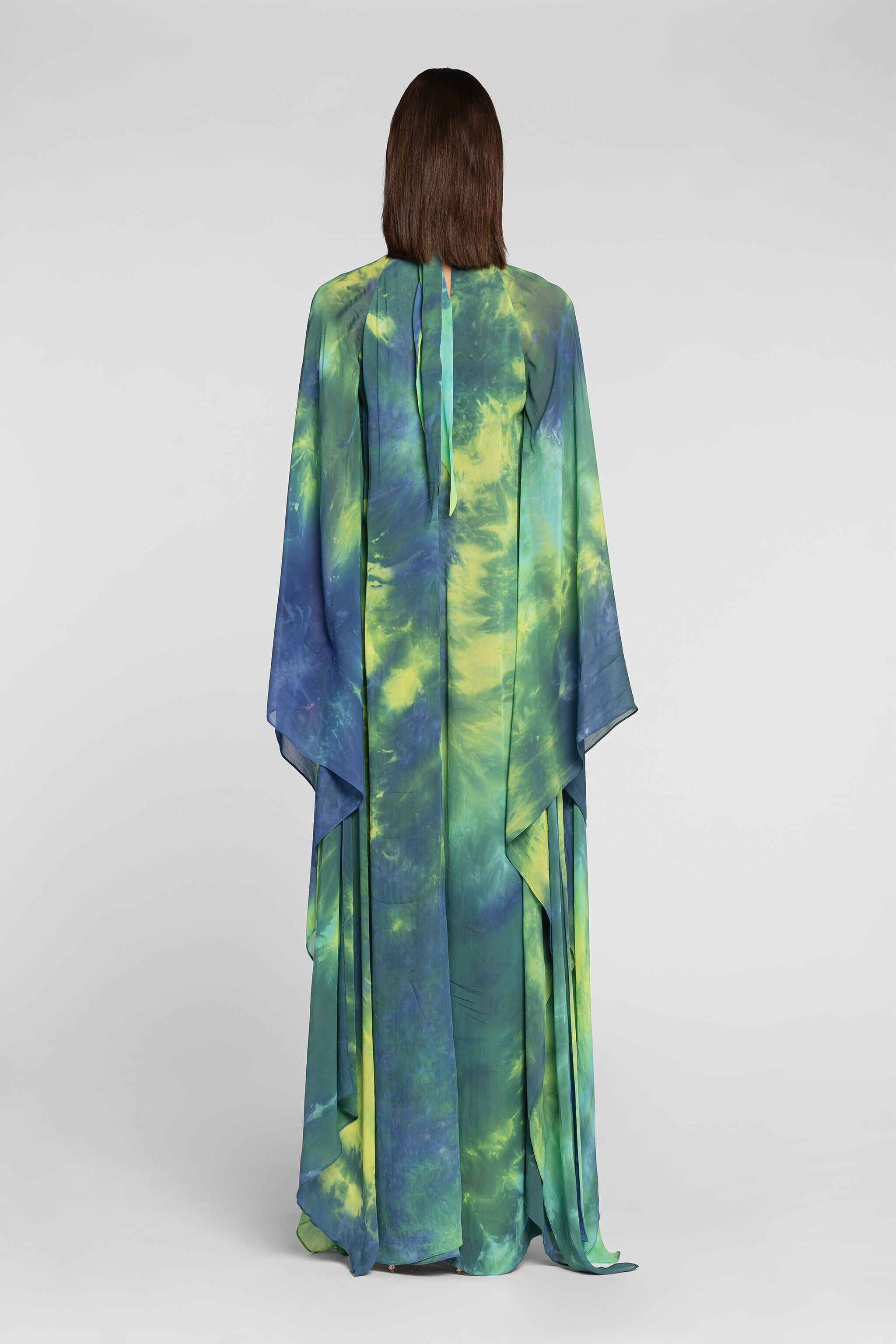 RC Tie-dye floor-length dress Light green/Light blue QKT108-GG039