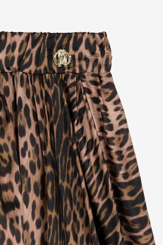 JU Jaguar-Print Silk Skirt Light brown RJT30G-2NF65