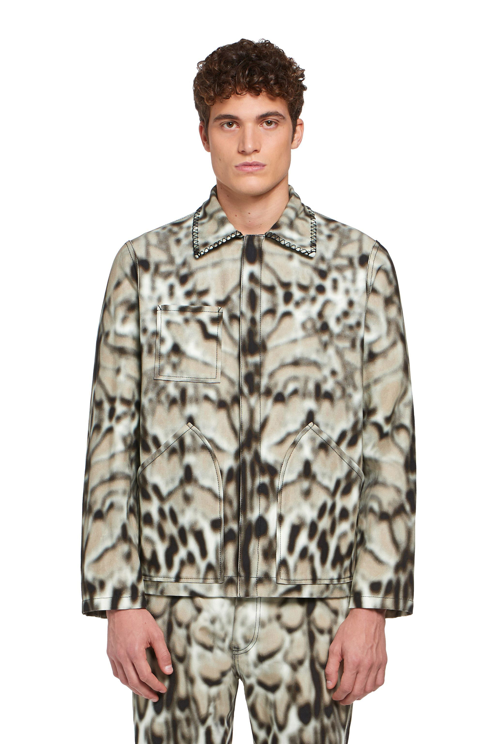 Lynx print shirt jacket in NATURAL/OFF WHITE for Men | Roberto