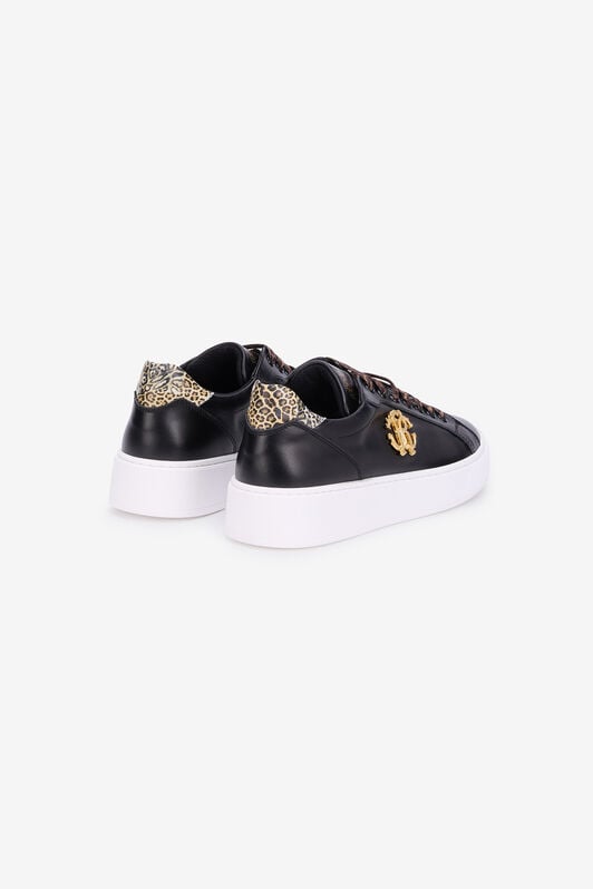 RC Black Leather Sneaker With Monogram RC RC Black Leather Sneaker With Monogram RC BLACK QOS01J-PZO13