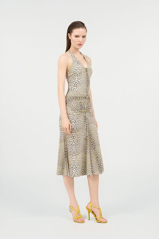 RC Pop Jaguar Print Midi Dress YELLOW/BLACK WQT119-LNR30