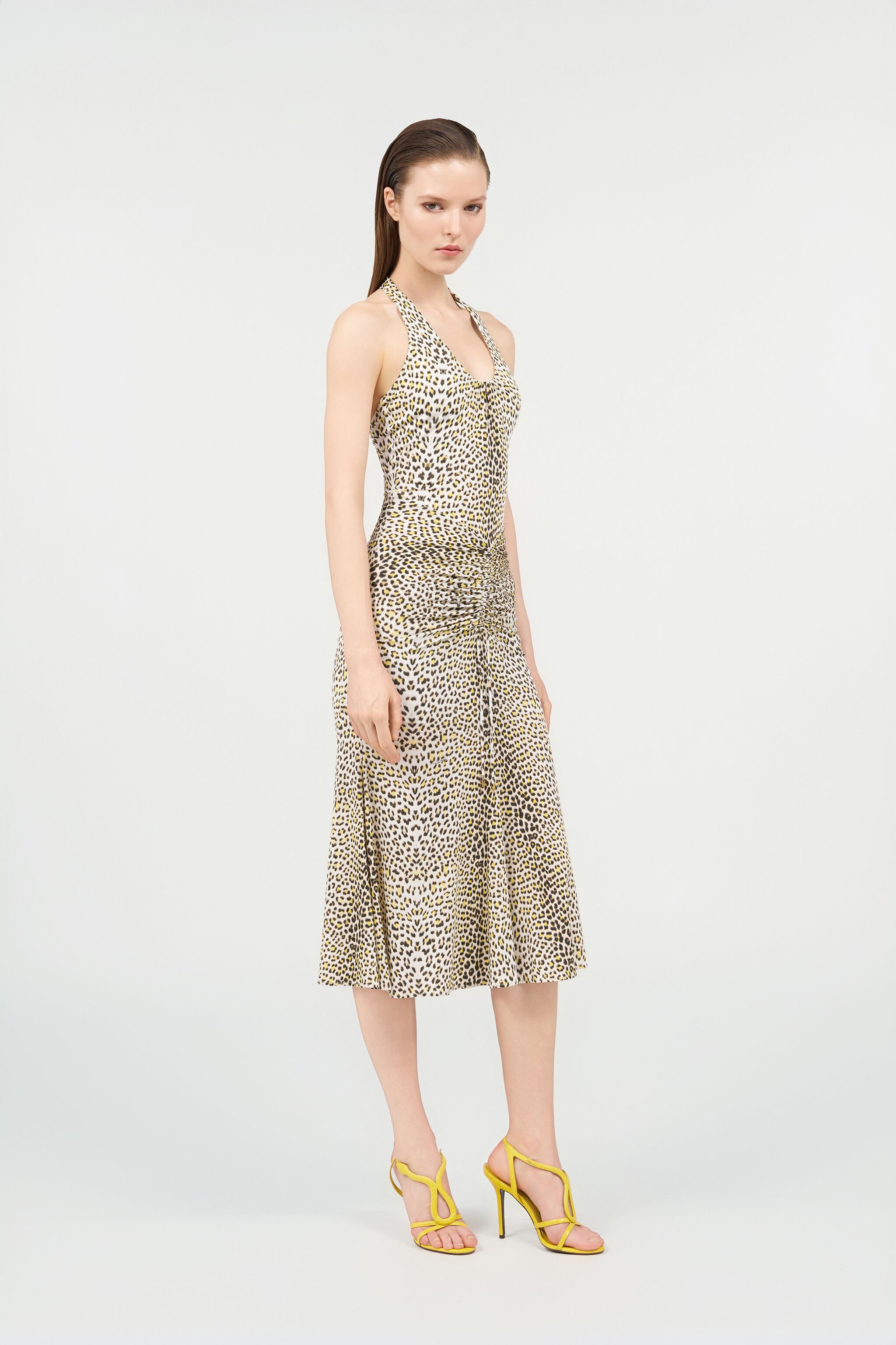 RC Pop Jaguar Print Midi Dress YELLOW/BLACK WQT119-LNR30