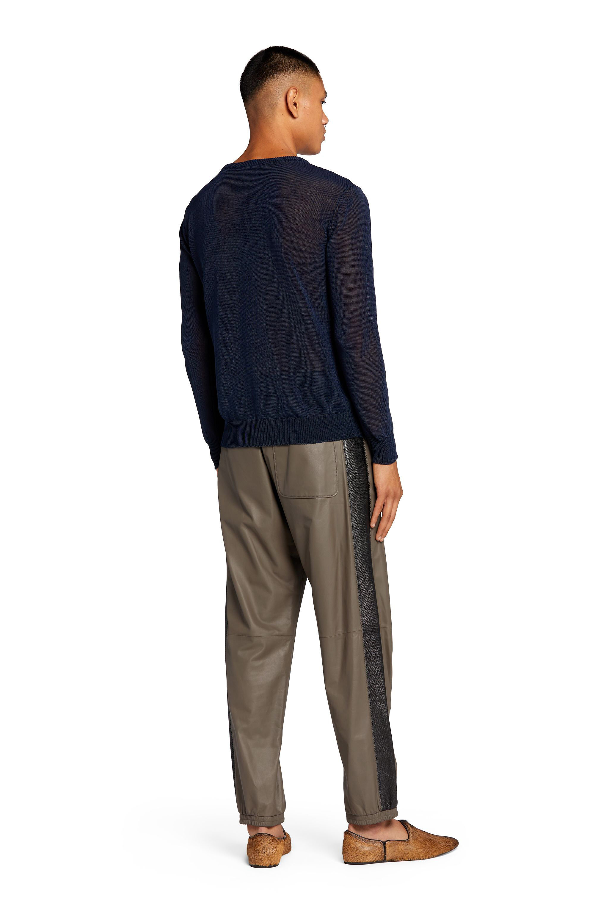 RC Contrast-Stripe Leather Sweatpants IRON KNP210-PN194