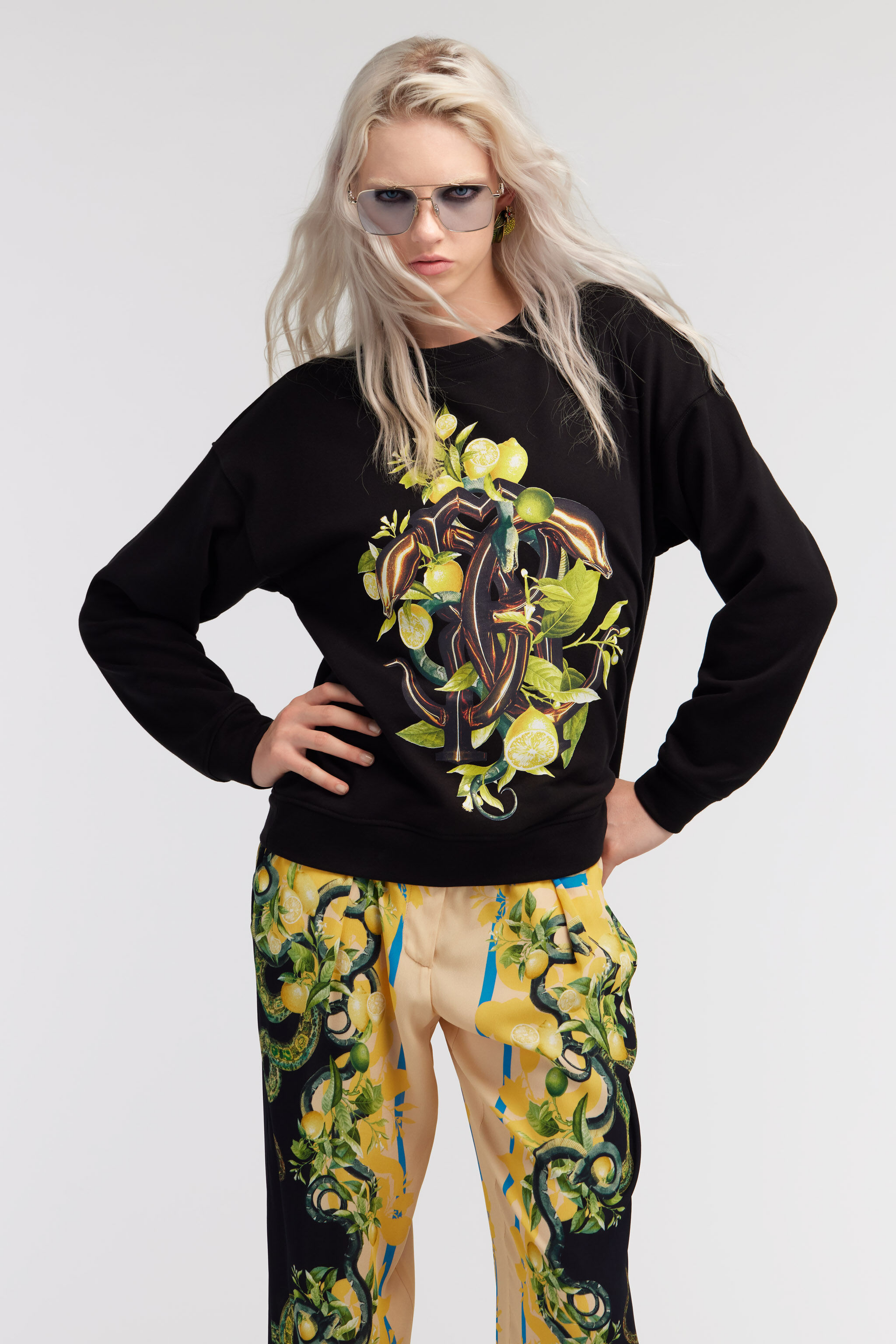 RC Lemon and Snake print sweatshirt Black SKT64B-CF020