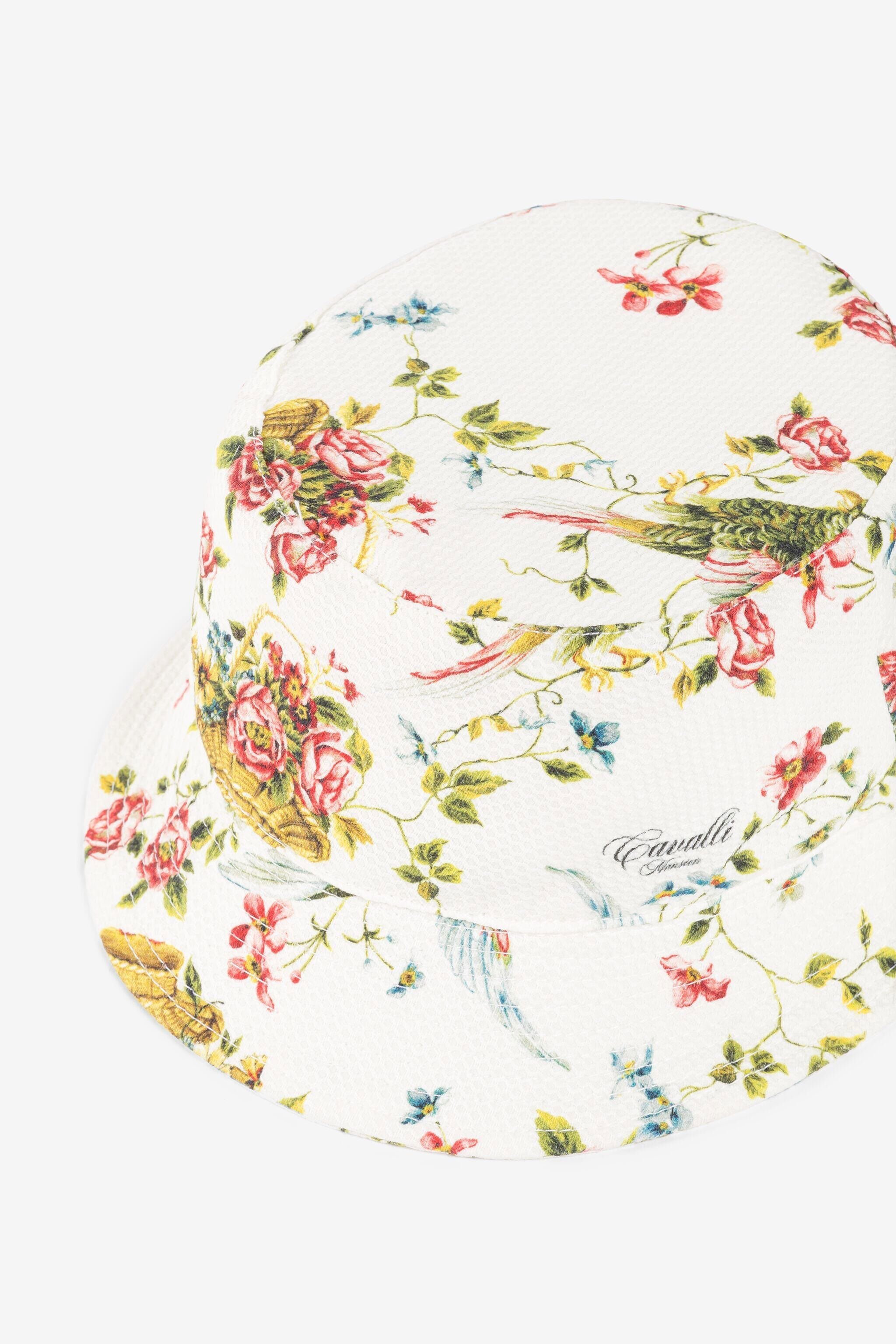 JU Floral-Print Bucket Hat White OJI015-CH045
