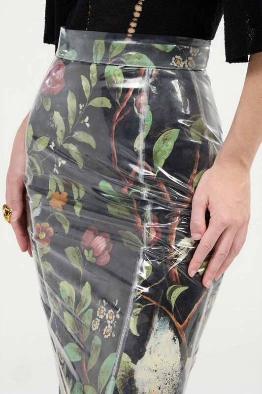 RC Mermaid Skirt With Shrub And Flower Print Black VWT304-NVQ69