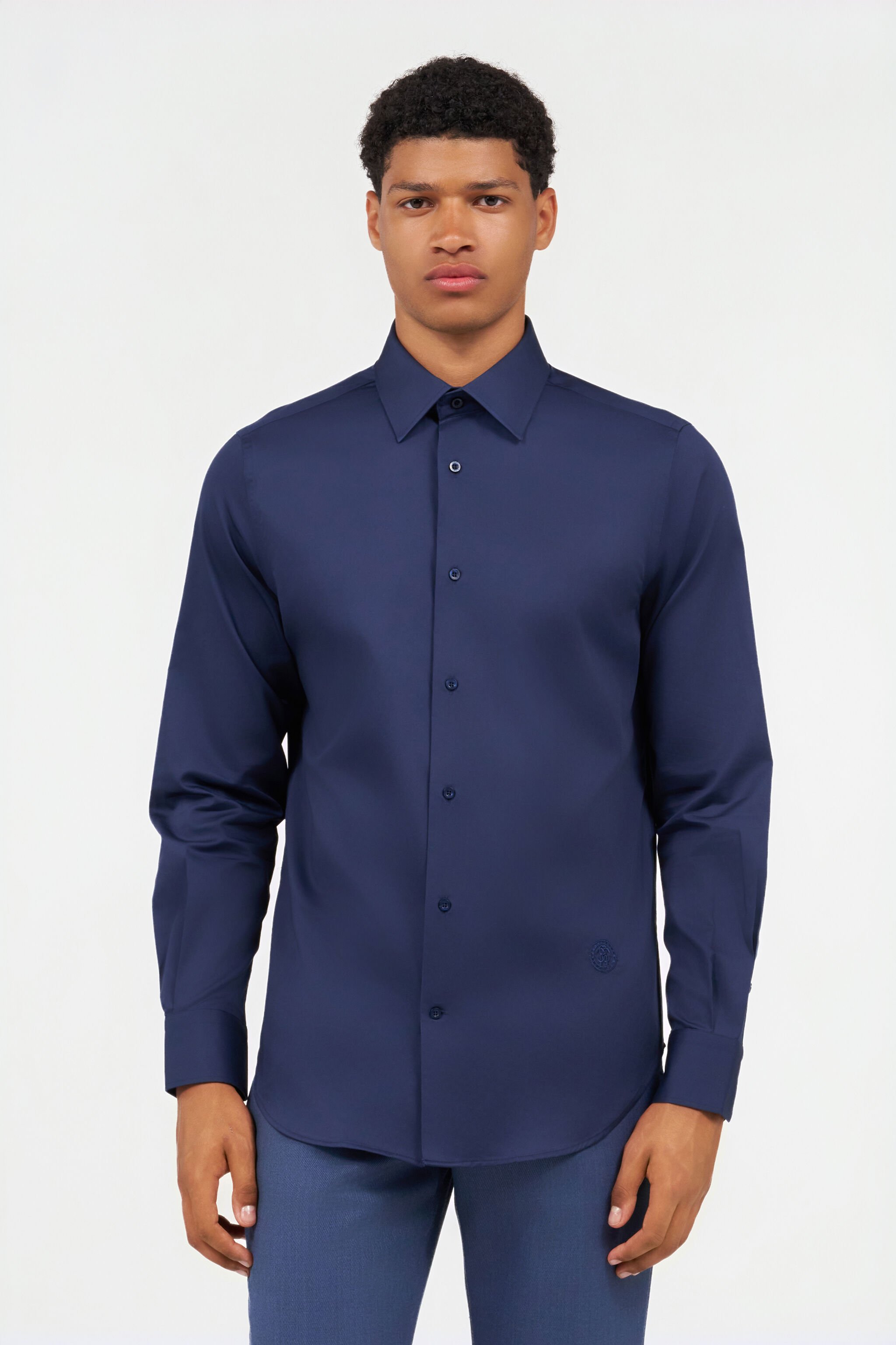 RC Navy Blue Shirt with Monogram RC NAVY QOT70G-RD054