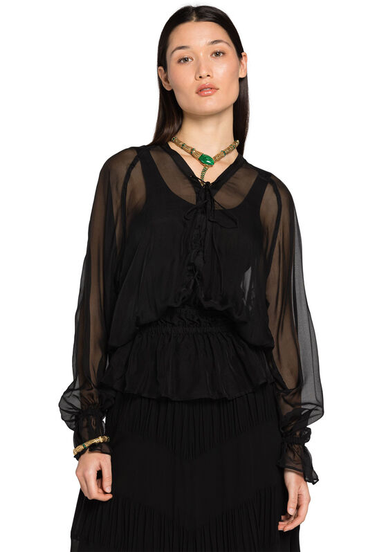 RC Tie-Front Silk Top RC Tie-Front Silk Top Black FST712-CC003