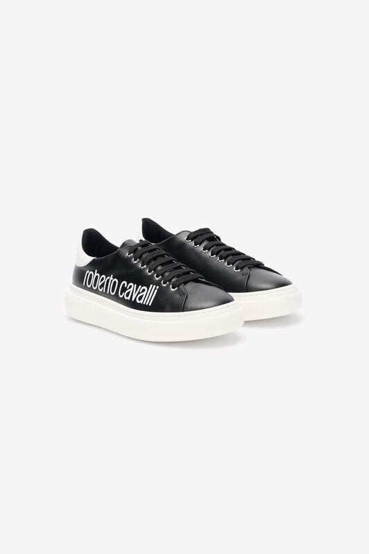 RC Black Leather Sneaker With Logo BLACK/WHITE QOS01I-PZO16