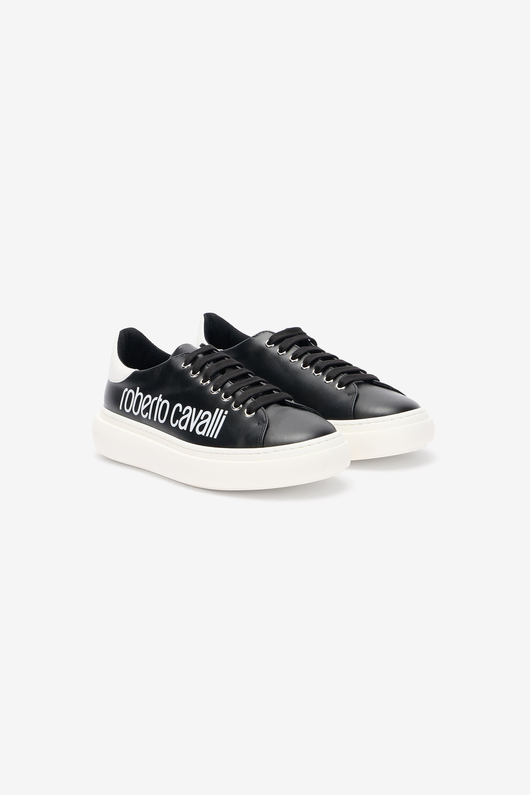 RC Black Leather Sneaker With Logo BLACK/WHITE QOS01I-PZO16