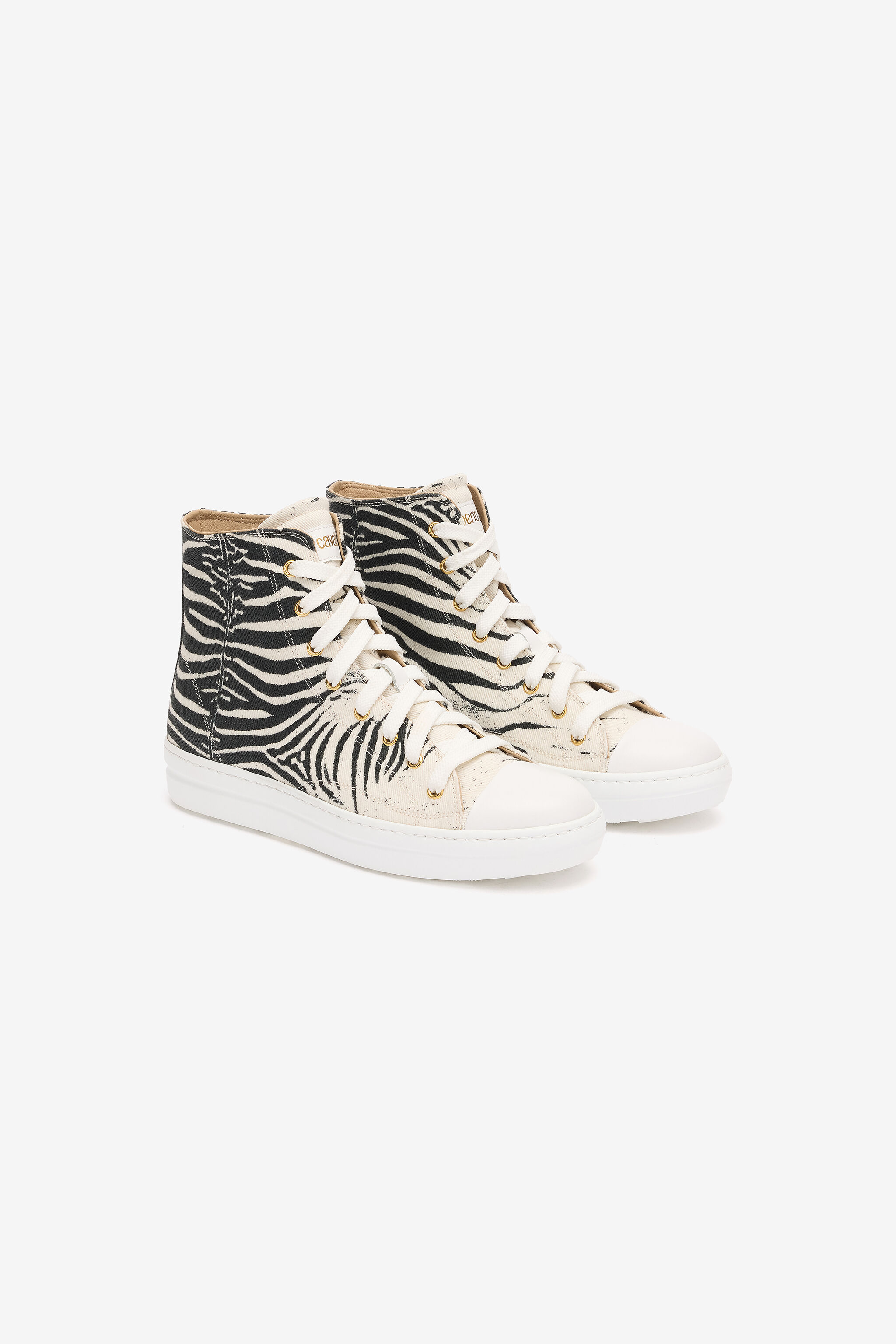 RC High-Top Sneakers With Zebra Print Black/White UKS040-SMC77