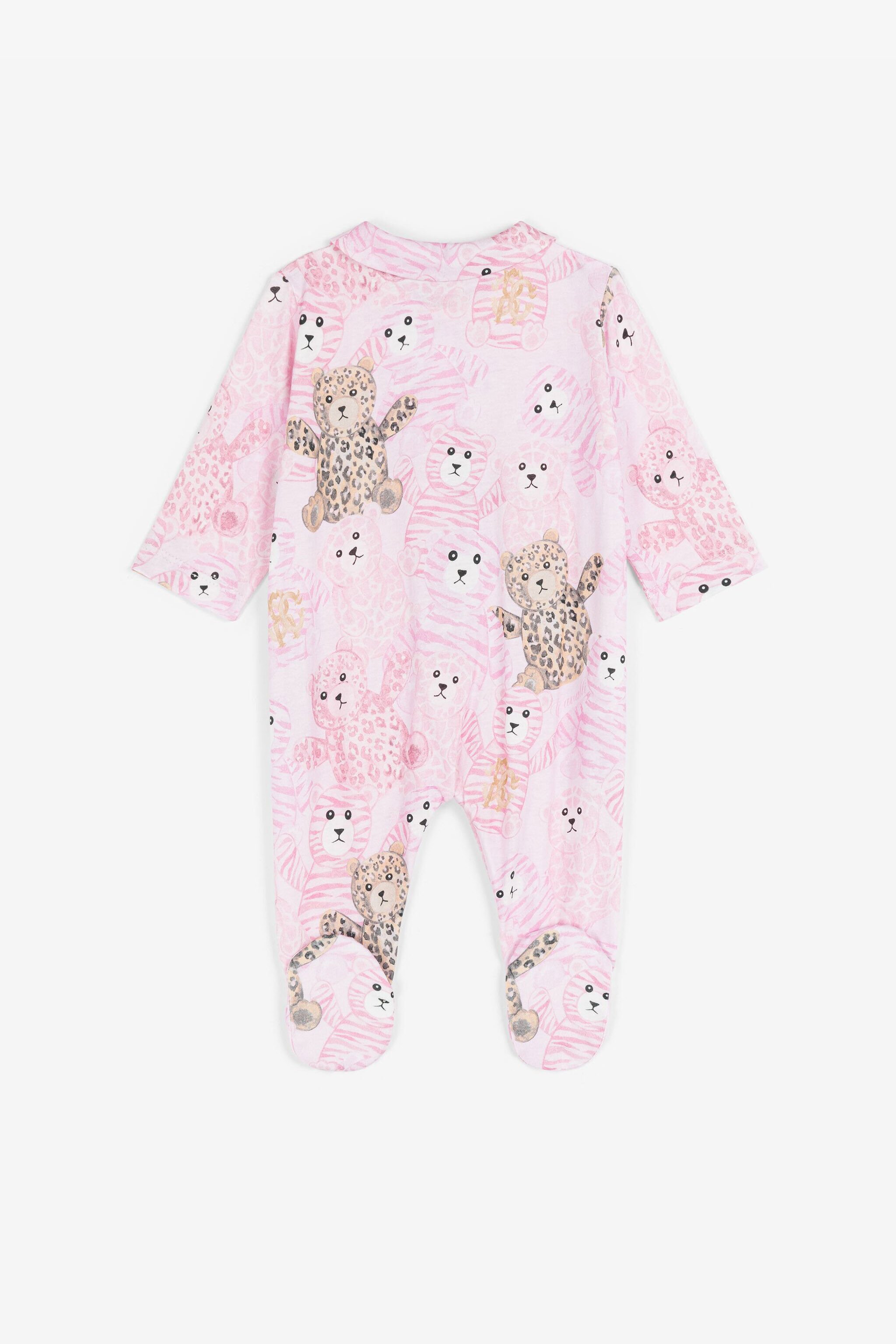 JU Teddy Bear-Print Cotton Babygrow Set Pink RJT831-JFG79