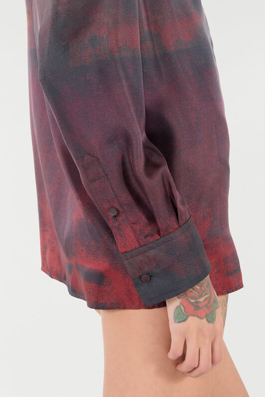 RC Silk Shirt with Garment-Dyed Effect Black/Red VQT704-4QP69