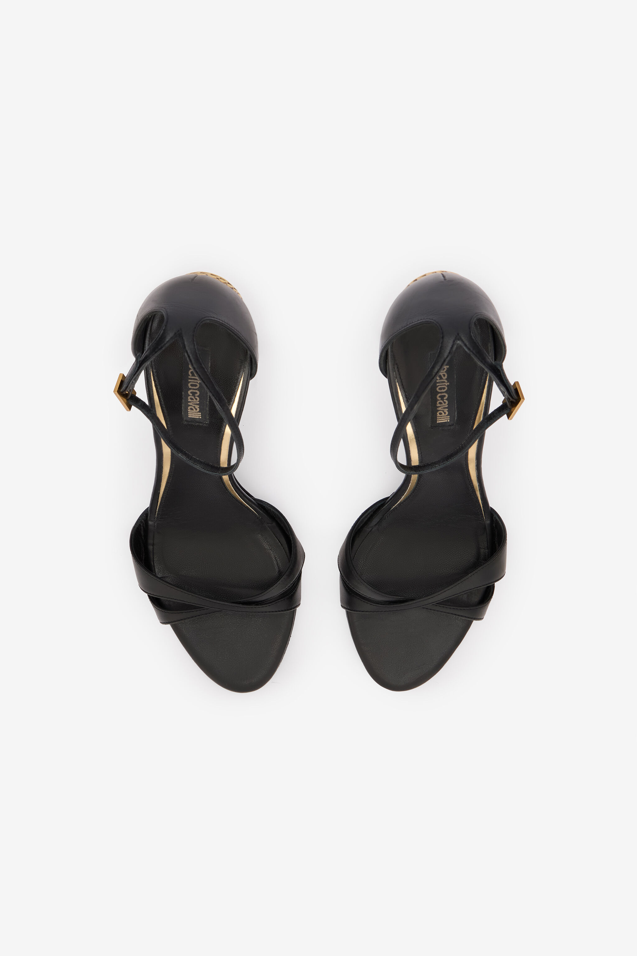 RC Black Leather Sandal With Snake Heel BLACK WKS001-PZ319