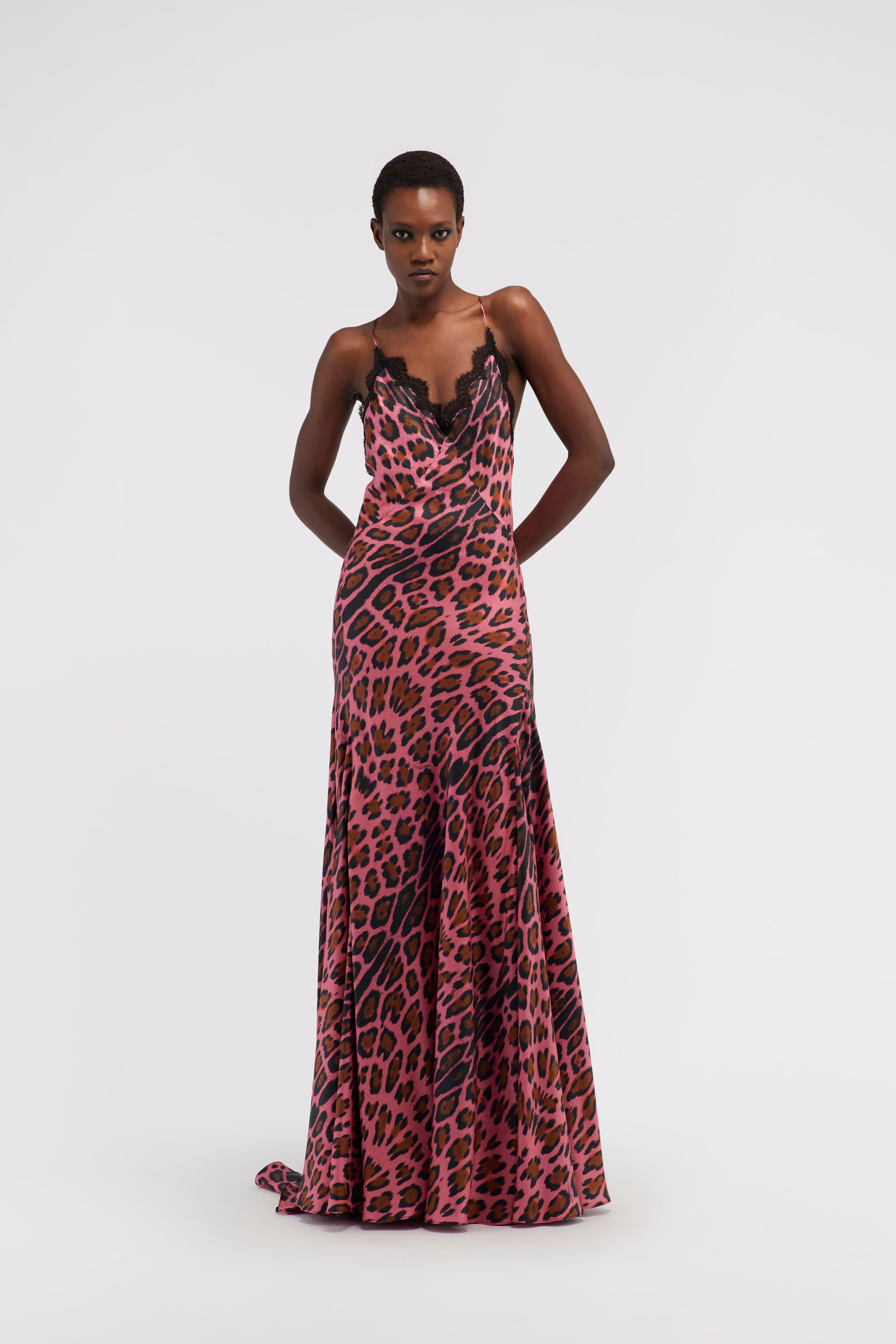 RC Slip dress with Leopard print Fuchsia RWT138-4QI13