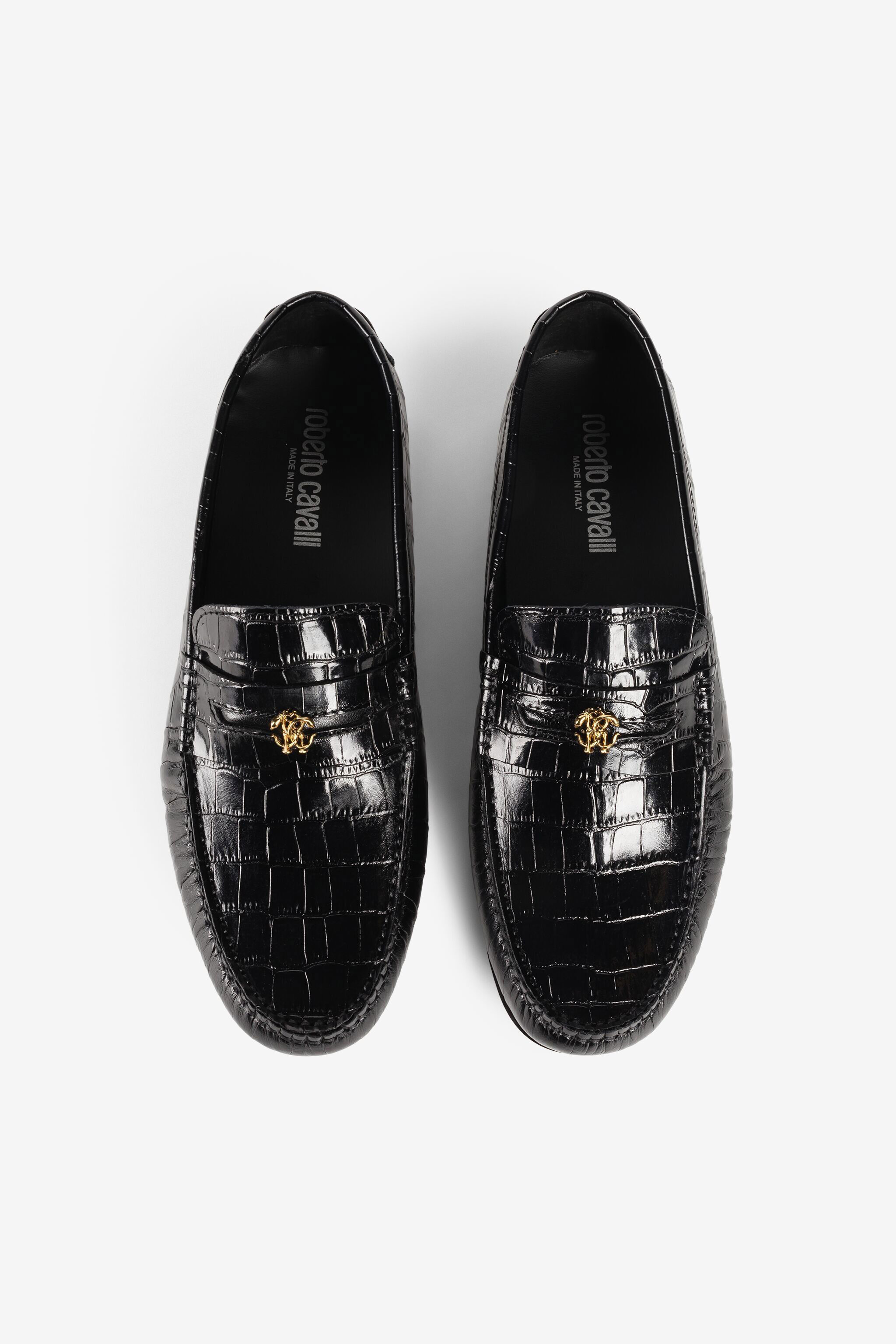 RC Croc-Embossed Loafers Black JSS00A-PZA73