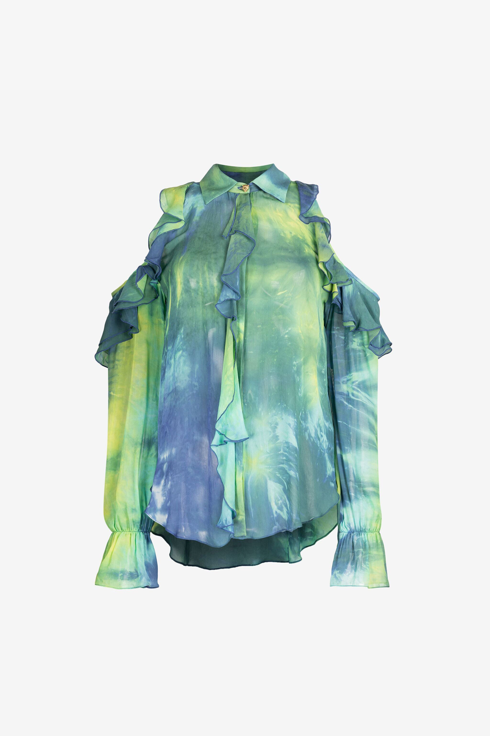 RC Camicia tie-dye con cut-out Verde chiaro/Azzurro QKT702-GG039