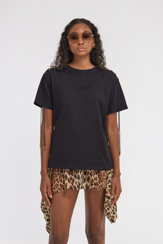 RC Black T-Shirt Lace Up Shoulders Black TKT61F-JD062