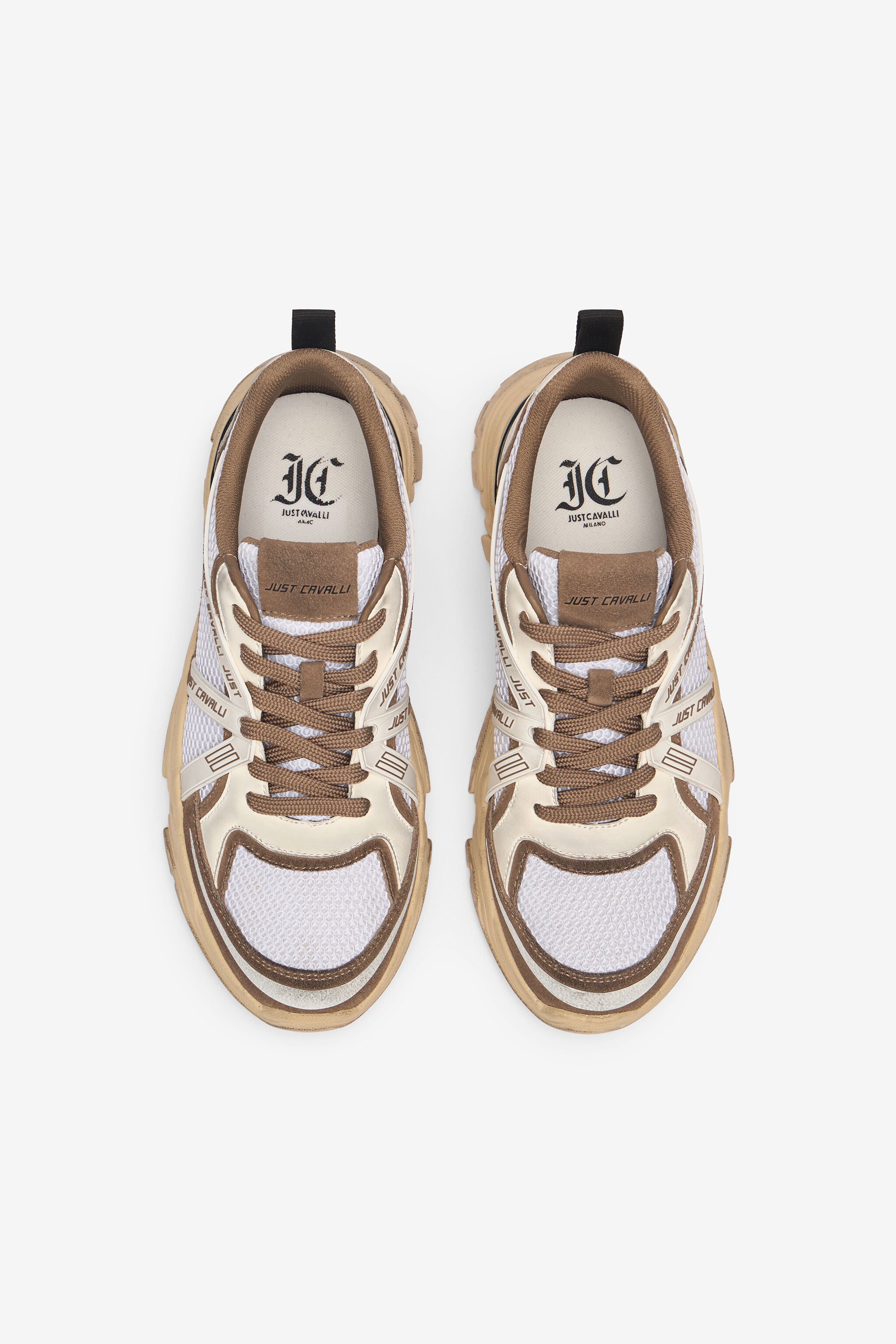 JC Sneakers Mit Logoeinsätzen Weiß/Braun UFS018-UF293