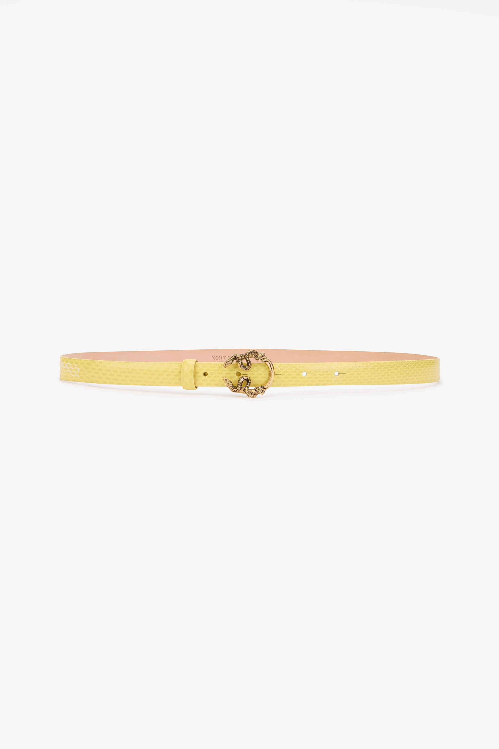 RC Yellow Leather Belt With Snake Buckle RC Yellow Leather Belt With Snake Buckle YELLOW WKC002-PA001