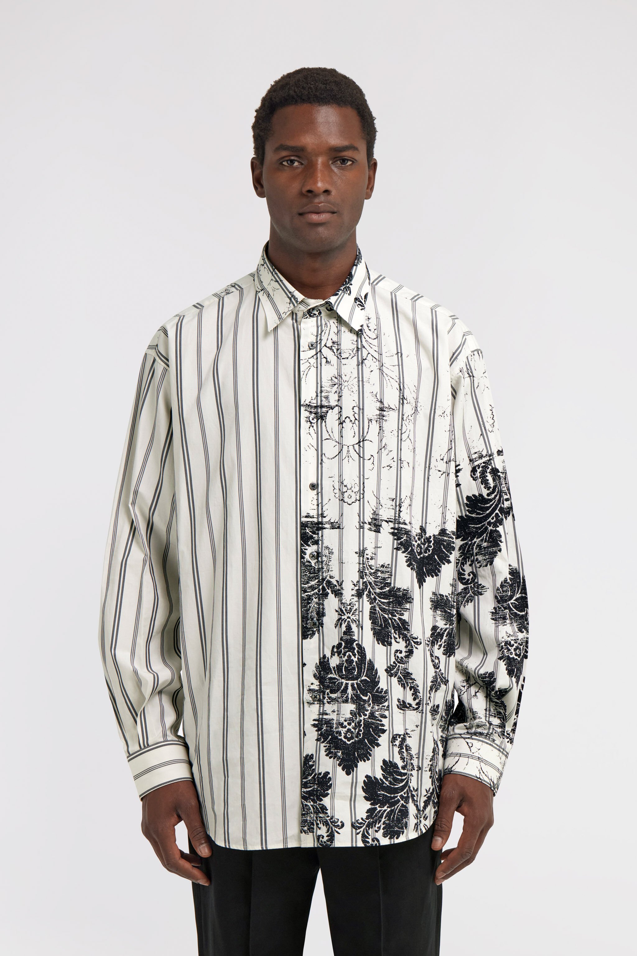 RC Broccato Print Silk Shirt White TRT720-CH039