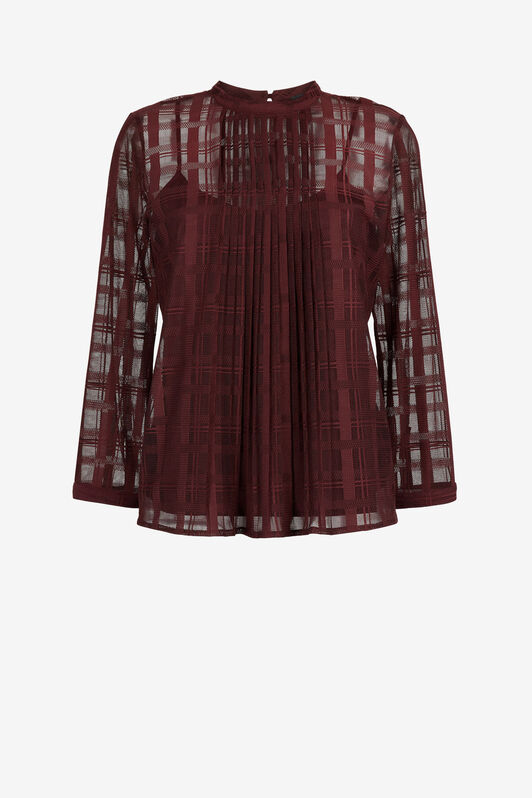 JC Just Cavalli Check-Jacquard Pleated Top Purple HQLSEP-ISES2