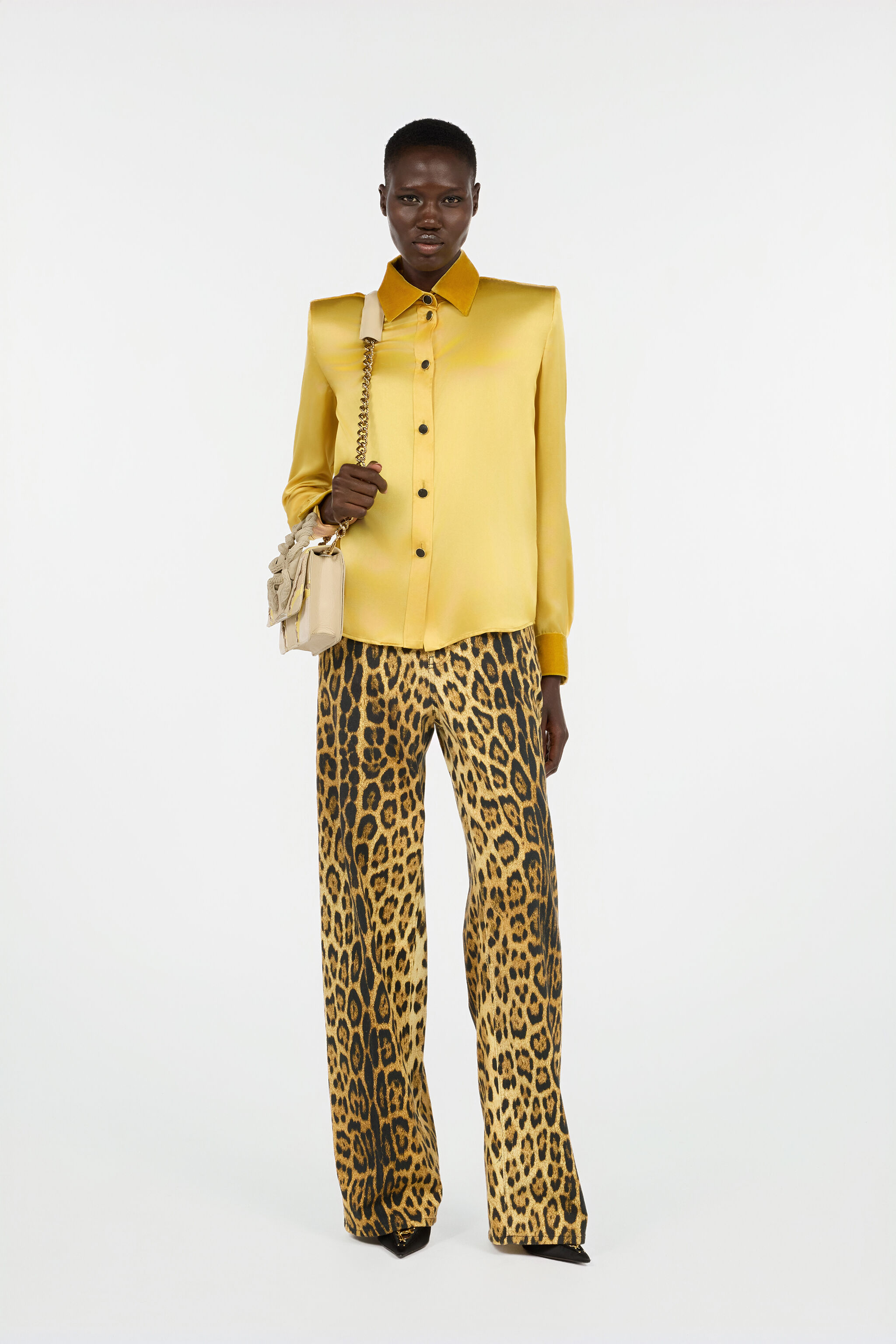 RC Ochre Silk Shirt With Velvet Inserts OCRA VWT700-SE041