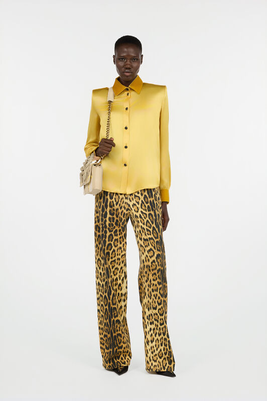 RC Ochre Silk Shirt With Velvet Inserts RC Ochre Silk Shirt With Velvet Inserts OCRA VWT700-SE041