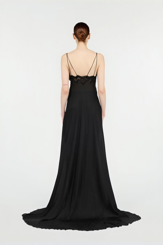 RC Extra-Long Black Silk Dress Noir VWT124-CC001