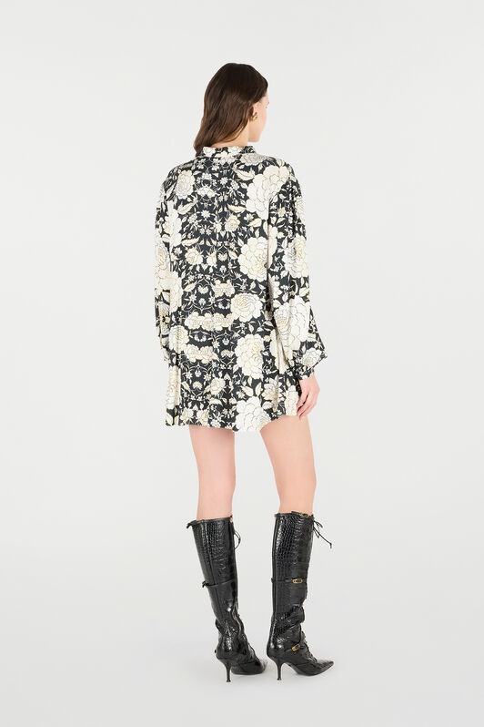 RC Mini Dress with Floral Print and Lace RC Mini Dress with Floral Print and Lace Black/White VQT134-LXP71