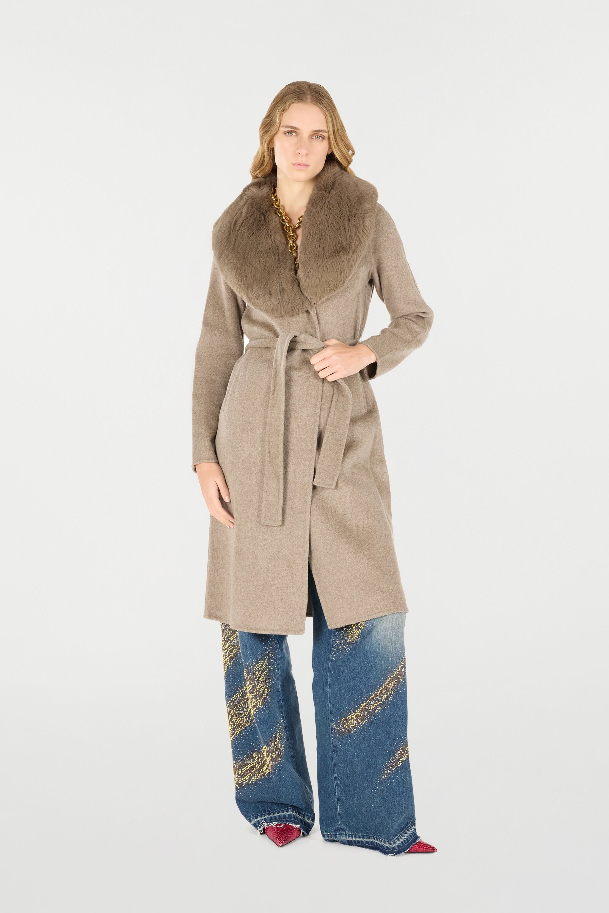 RC Cappotto Marrone in Lana e Cashmere TORTORA MELANGE OOT50B-WH016