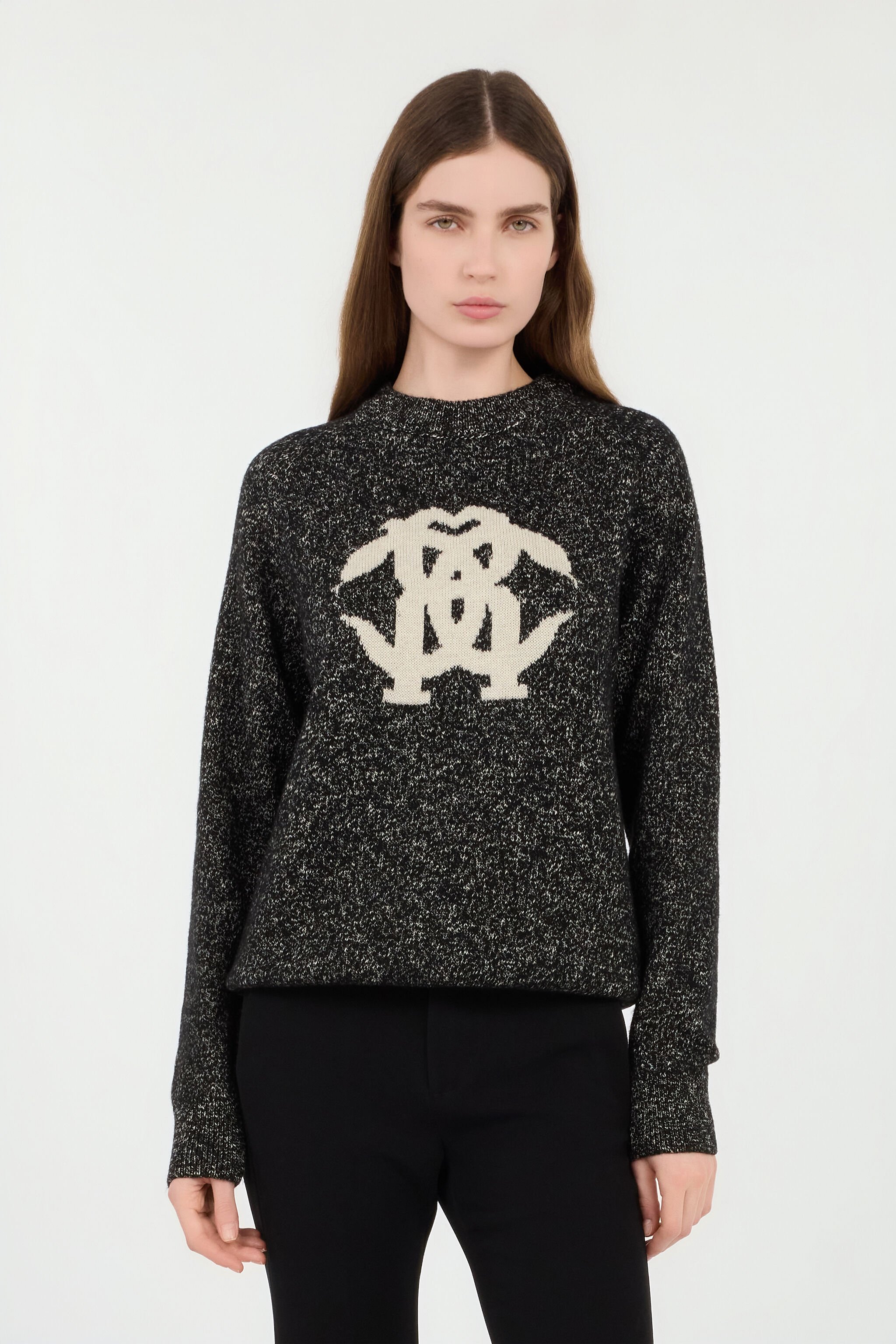 RC Maglione Nero con Intarsio Monogram RC BLACK ROM60E-FEC30