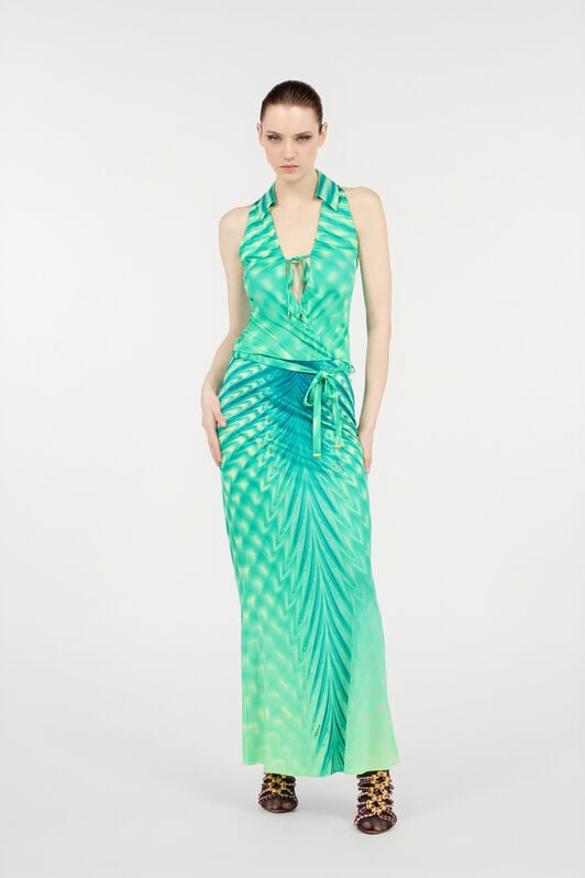 RC Long Dress with Optical Glass Print RC Long Dress with Optical Glass Print Light green UKT105-JRN47