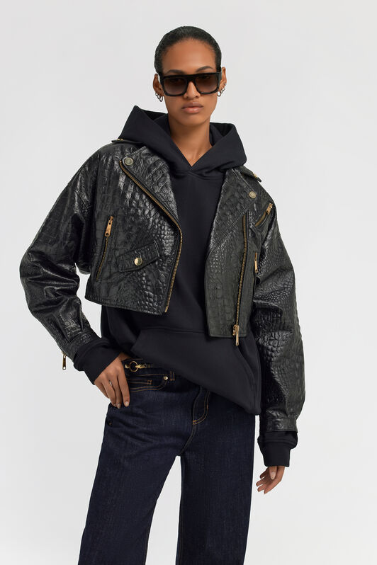 JC Just Cavalli leather bomber jacket Black TFP007-TF228