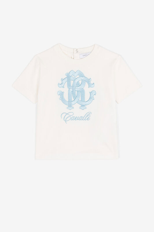 JU Embroidered-monogram cotton T-shirt JU Embroidered-monogram cotton T-shirt Milky white QJT661-JV025