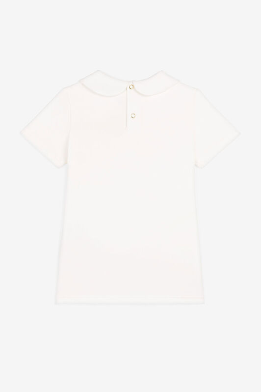 JU Logo-Embroidered Lace-Trimmed Top White OJT611-ISA2J