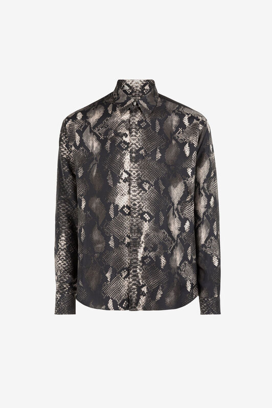 RC Rock Python-Print Silk Shirt SMOKE PRT730-4QE38