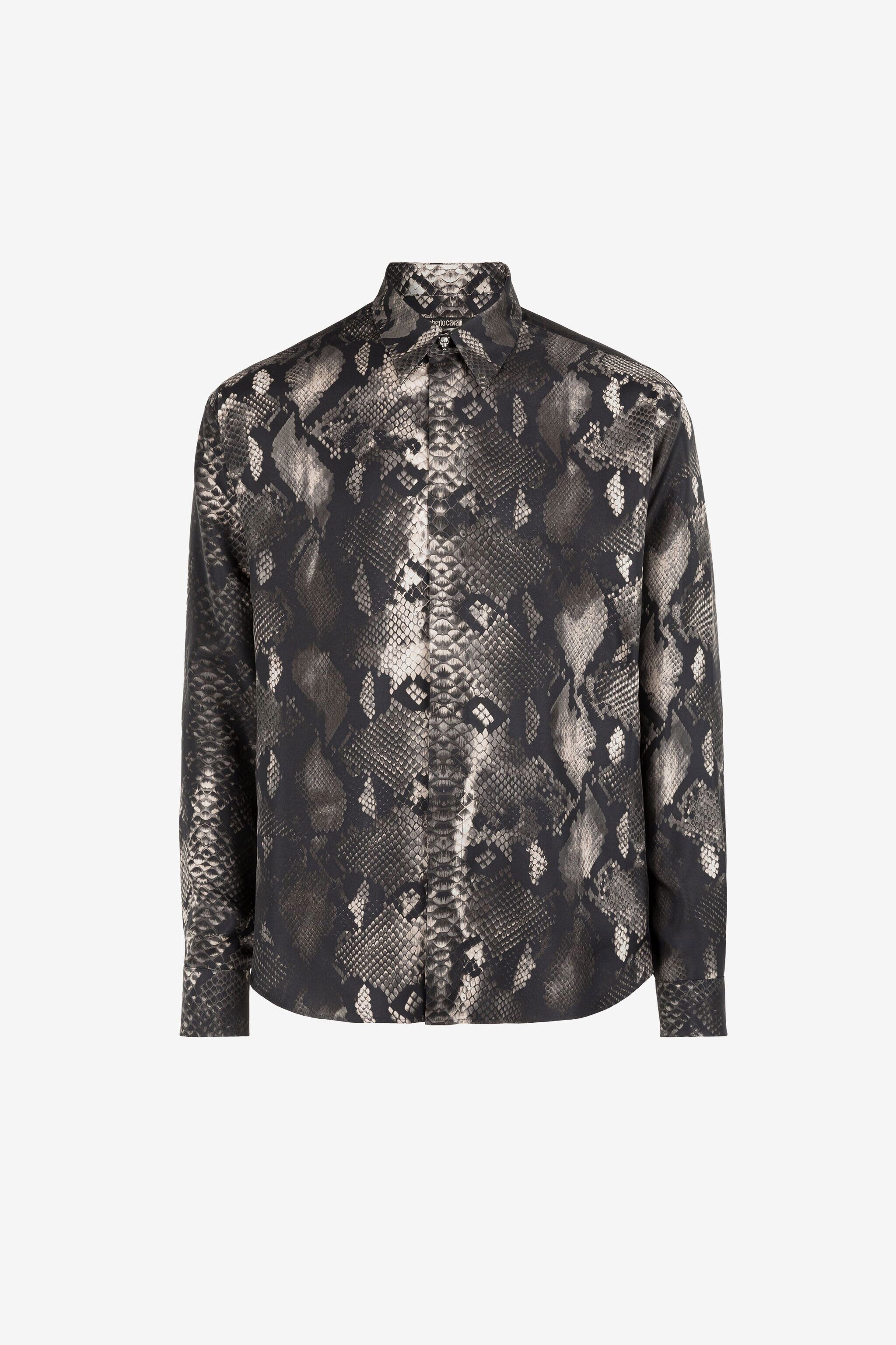 RC Rock Python-Print Silk Shirt SMOKE PRT730-4QE38